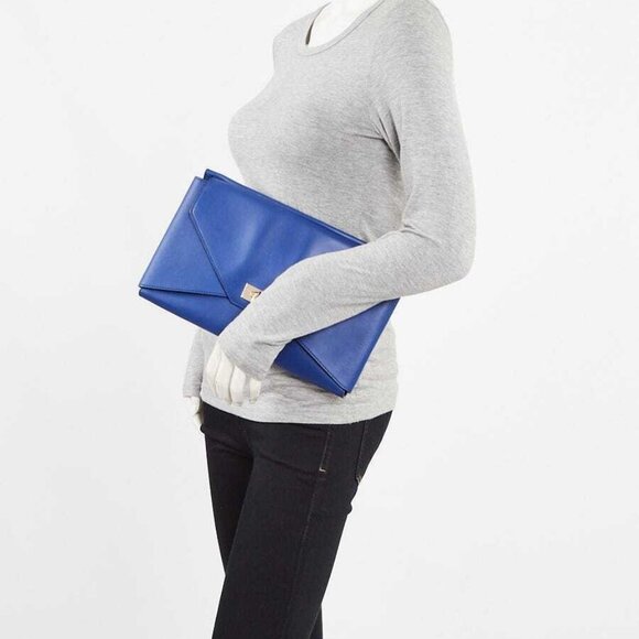 Givenchy Blue Leather Shark Medium Clutch Bag - Picture 3 of 12